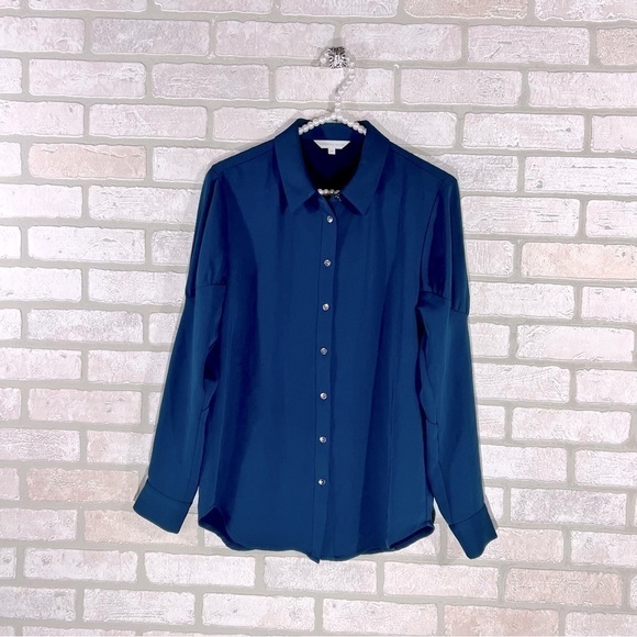 Veronika Maine Teal Jewel Tone Button Down Button Size S - Picture 1 of 8